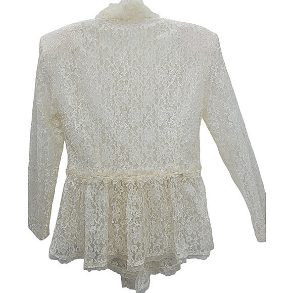 HP Vintage Sun-Born Lace High Ruffle Collar Sheer Sleeve Peplum Lolita Blouse - Picture 4 of 16